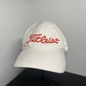Titleist Golf White‎ Baseball Cap Hat Orange Lettering Strapback Unisex Athletic